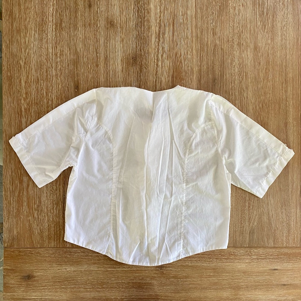 Vintage White Eyelet Button Front Blouse - Picture 7 of 10